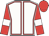 White, red seams, red sleeves, white armlets, red cap