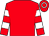 Red, red and white hooped sleeves, white hoop on cap