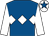 Royal blue, white triple diamond and sleeves, white cap, royal blue star