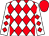 White and red diamonds, red cap