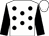 White, black spots, black sleeves, white cap