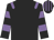 Black, mauve epaulets, hooped sleeves, striped cap