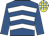 Royal blue, white chevrons, royal blue sleeves, yellow and light blue check cap