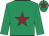 Emerald green, maroon star and star on cap