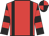 Red, black braces, black and red hooped sleeves, quartered cap