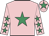 Pink, emerald green star, pink sleeves, emerald green stars, pink cap, emerald green star