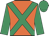 Orange, emerald green cross sashes & sleeves, emerald green cap
