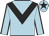 Light blue, black chevron, light blue arms, black seams, light blue cap, black star