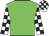 Green body, white arms, black checked, white cap, black checked