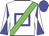 White, blue hollow box, green sash, white arms, blue diabolo, blue cap