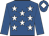Royal blue, white stars, royal blue sleeves, royal blue cap, white diamond