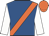 Royal blue, orange sash, white sleeves, orange cap