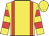 Yellow, red braces, hooped sleeves, yellow cap