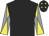 Black, grey and yellow diabolo on sleeves, black cap, yellow stars