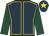 Dark blue, yellow seams, dark green sleeves, dark blue cap, yellow star