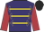 Purple, gold braid, scarlet sleeves, black velvet cap, gold fringe