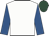 White, royal blue sleeves, dark green cap