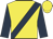 Yellow, dark blue sash and sleeves