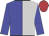 Blue and silver (halved), blue sleeves, scarlet cap