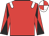 Red, white epaulets, red and black diabolo on sleeves, white and red quartered cap