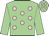 Pink, light blue cross belts, light blue sleeves, pink armlets, light blue cap