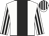 White, black stripe, striped sleeves and cap