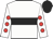 White body, black hoop, white arms, red spots, black cap