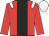 red, black stripe, white epaulettes, white cap
