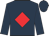 Dark blue body, red diamond, dark blue arms, dark blue cap