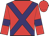 red, purple cross belts and armlets, red cap