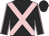 Black, pink cross sashes, pink seams on sleeves, black cap