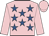Pink, royal blue stars, pink sleeves and cap