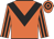 Orange, black chevron, striped sleeves, hooped cap