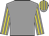 Grey, yellow striped sleeves and cap