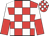 Red and white check, white and red halved sleeves