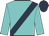 Turquoise, dark blue sash, dark blue cap