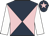 Dark blue and pink diabolo, white sleeves, dark blue cap, pink star