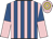 Royal blue and pink stripes, halved sleeves, pink and yellow hooped cap