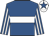 Royal blue, white hoop, striped sleeves, white cap, royal blue star