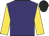 Purple, gold sleeves, black cap