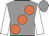 Grey, orange large spots, white sleeves, grey cap