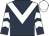 Dark blue, white chevron, white chevrons on sleeves, white cap