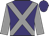 Purple, grey cross sashes & sleeves, purple cap