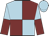 Maroon & light blue quartered, halved sleeves, light blue cap