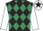 Black, emerald green diamonds, white sleeves, white cap, black star