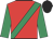 Red, emerald green sash & sleeves, black cap