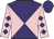 Purple and pink diabolo, pink sleeves, purple diamonds and cap