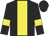 Black, yellow stripe, black sleeves, yellow armlets, black cap