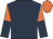 Dark blue, orange and dark blue halved sleeves, orange cap