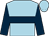 light blue body, dark blue hoop, dark blue sleeves, light blue cap